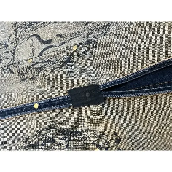 Philipp Plein Women's Denim Pencil Skirt Button front Military Sz M knee length - Picture 8 of 11